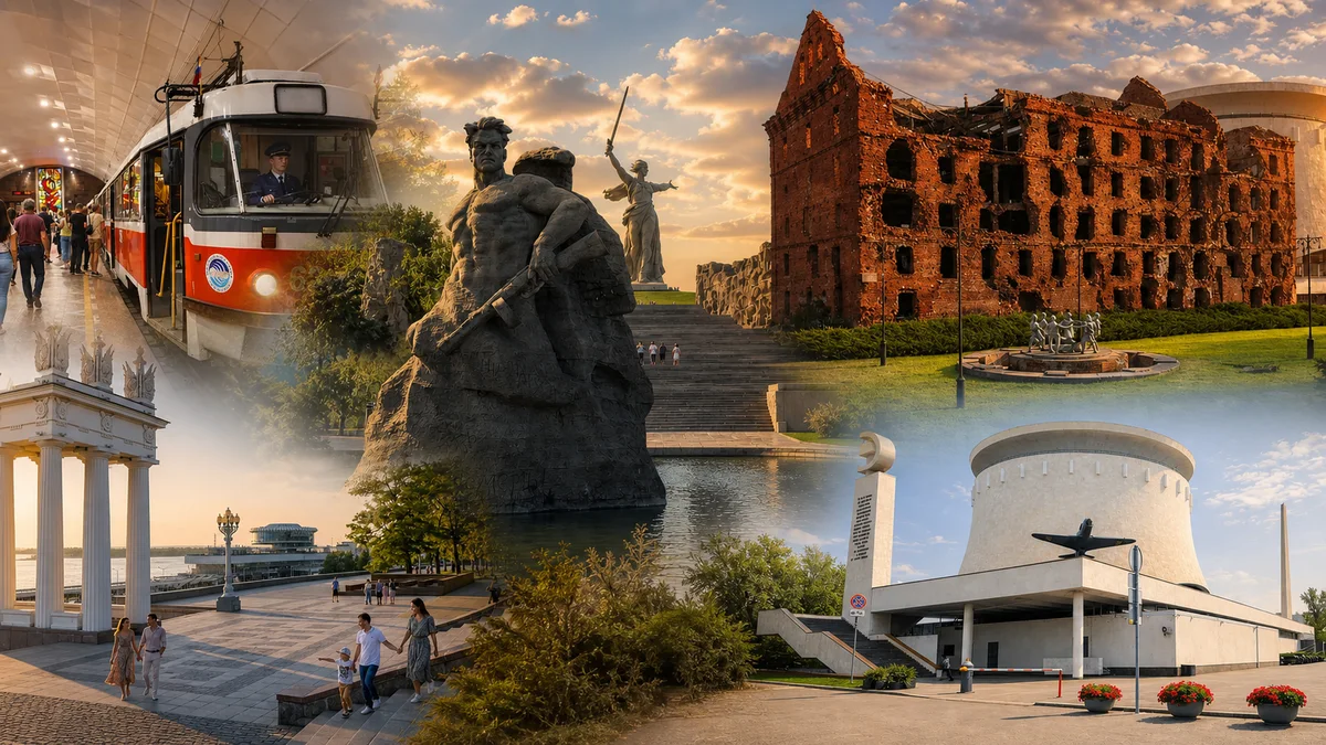 Мамаев курган, метротрам, мельница Гергардта, Панорама и набережная